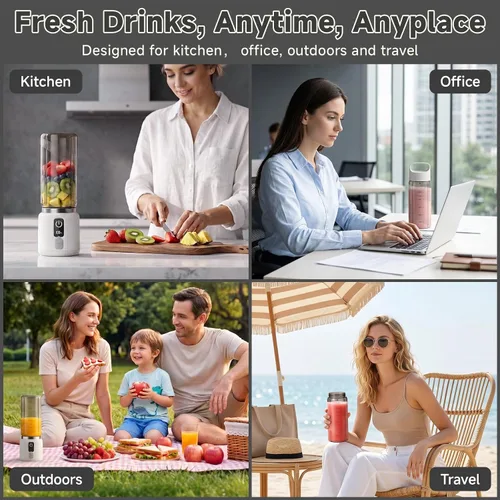 Vista 7 de COKUNST Portable Blender, Smoothie Blender with LED Display, 17 oz, White