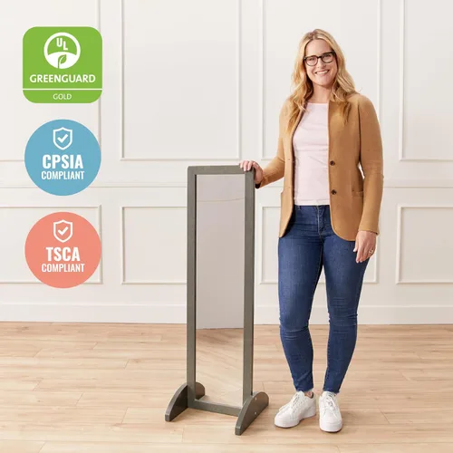 Vista 6 de ECR4Kids Espejo bidireccional de una sola cara de madera, muebles para niños, lavado gris Durable birch, GREENGUARD Gold Certified