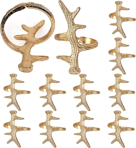Vista 15 de Juego de 12 servilleteros de mariposa dorados brillantes para decoración de dorado (Bright Gold)