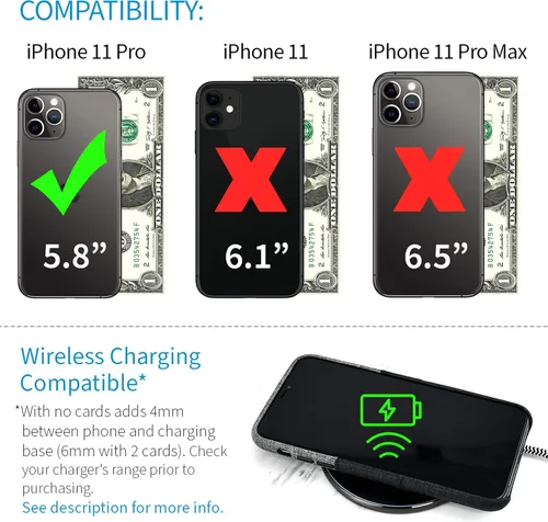 Vista 2 de Dockem Funda tipo cartera para iPhone 11 Pro: placa de metal integrada para montaje magnético y 2 ranuras para tarjetas de crédito