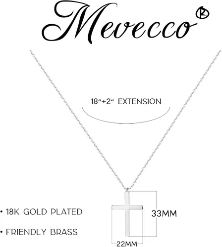 Vista 4 de MEVECCO Collar de cruz delicada chapada en oro de 18 quilates, collar con dije de fe de turquesa, minimalista, hecho a mano, collar de cadena