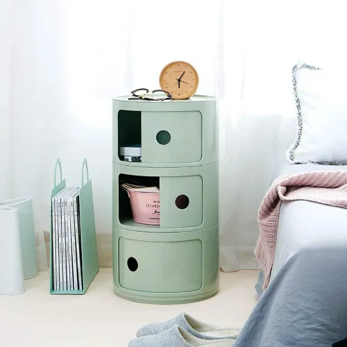 Vista 2 de Mesita de noche portátil para dormitorio, sofá moderno, mesa auxiliar para sala de estar, mesa auxiliar de plástico, para espacios pequeños