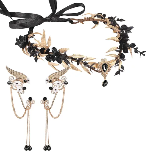 Vista 10 de Zeyune Halloween Renaissance Fairy Accessories Set, Elf Headpiece