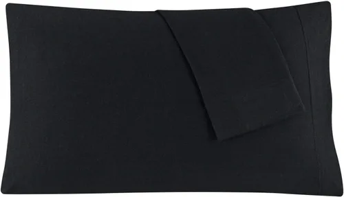 Vista 2 de DELANNA Juego de sábanas de punto de jersey suave, transpirable, tejido de camiseta rico en algodón (negro, individual)