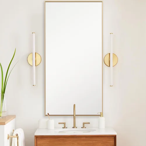 Vista 39 de 24x24 Inch Black Bathroom Mirror for Wall, Aluminum Frame Rectangle Rectangular Vanity Mirror, Modern Large for Bedroom, Living Room, Horizontal or
