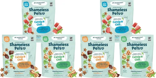 Vista 16 de Shameless Pets Golosinas para gatos con Catnip y pollo para la salud digestiva, crujientes