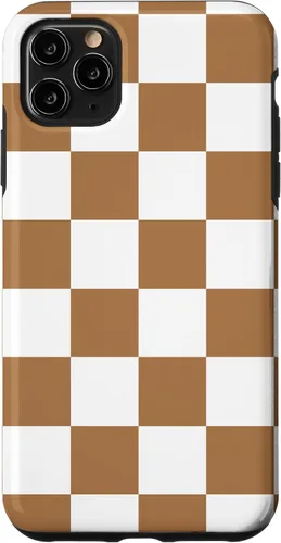 Vista 13 de iPhone 16 Checkered Checkerboard Indie Aesthetic Brown Coffee Beige Case