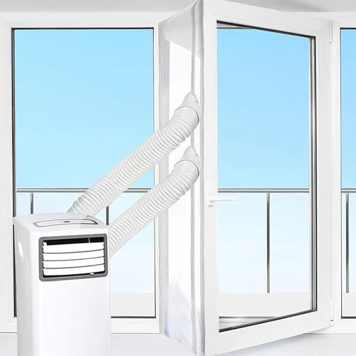 Vista 3 de Sello portátil para ventana de aire acondicionado, fácil de instalar, longitud ajustable para ventanas corredizas abatibles (9.8 ft)