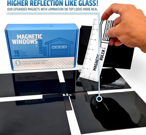 Vista 3 de Ventanas magnéticas fuertes y brillantes para puerta de garaje (tamaño pequeño), se ven como paneles de ventana reales, paneles sintéticos, fáciles