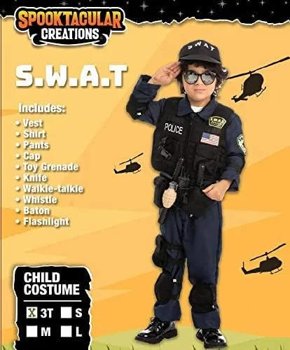 Vista 2 de Spooktacular Creations Police SWAT Costume for Kids Police Officer Costume for Halloween Cosplay