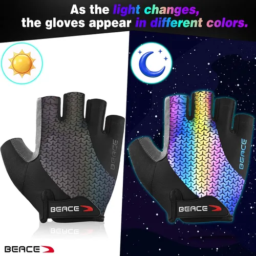Vista 3 de BEACE Guantes de ciclismo, guantes de ciclismo, guantes de ciclismo de medio dedo, guantes de bicicleta de carretera para hombres y mujeres, 0.197