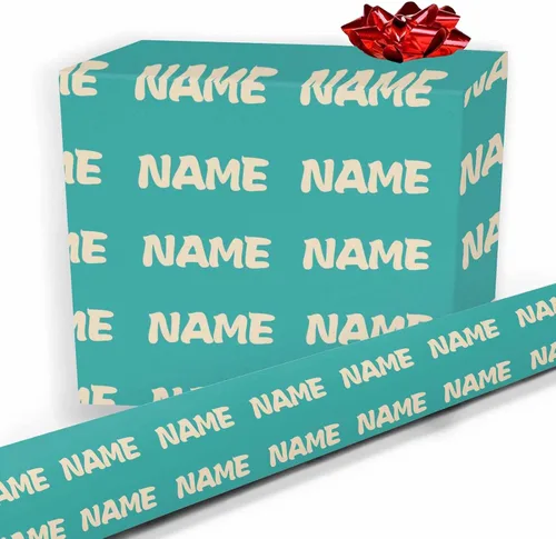 Vista 21 de Nombre personalizado en papel de regalo, rollo de papel de regalo personalizado con texto, regalo personalizado, unisex, adultos, hombres, mujeres