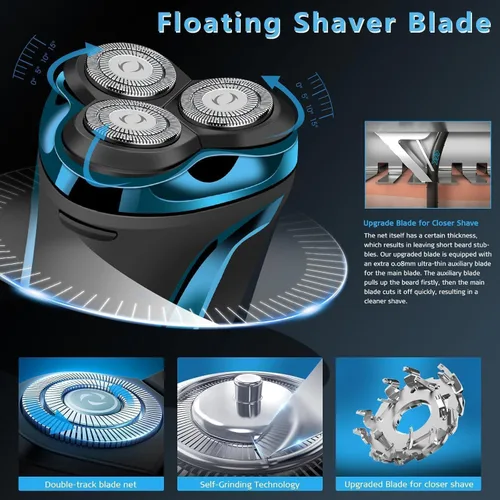 Vista 2 de Snapbuy - Maquinilla de afeitar eléctrica para hombres, Snapbuy Pro of Father, afeitadora giratoria de cabeza flotante 4D, afeitadora eléctrica C