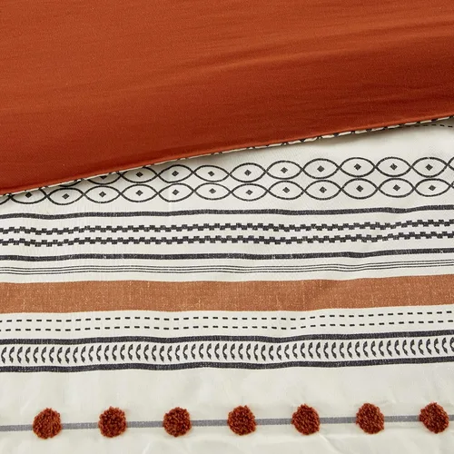 Vista 5 de Modern Threads - Juego de edredón de 4 piezas de la colección Layne - Juego de cama elegante reversible - Incluye edredón, fundas de almohada