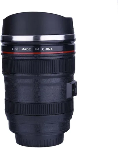 Vista 2 de Fdit Taza de café con lente de cámara, SLR con forma de lente de viaje, frasco de viaje de acero inoxidable, taza de aislamiento a prueba de fugas
