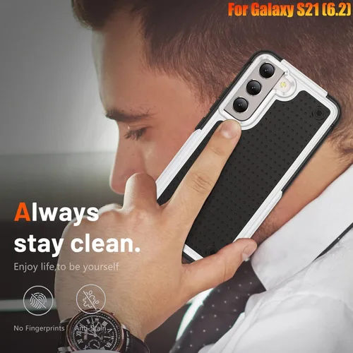 Vista 7 de Funda resistente para Samsung Galaxy S21 de 6.2 pulgadas, 4 esquinas con bolsas de aire [protección contra caídas de 12 pies], agarre texturizado