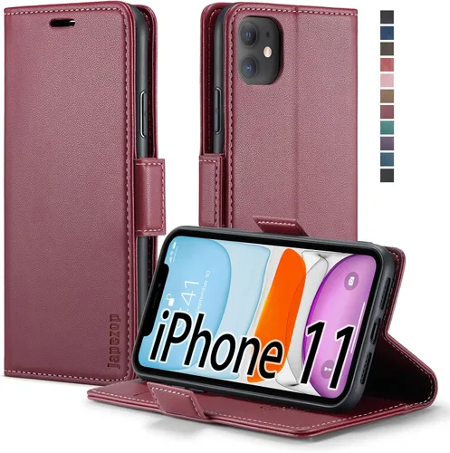 Vista 21 de japezop Funda para iPhone 11 Pro, iPhone 11 Pro funda tipo cartera para mujeres u hombres con [bloqueo RFID] soporte para tarjetas de crédito, funda