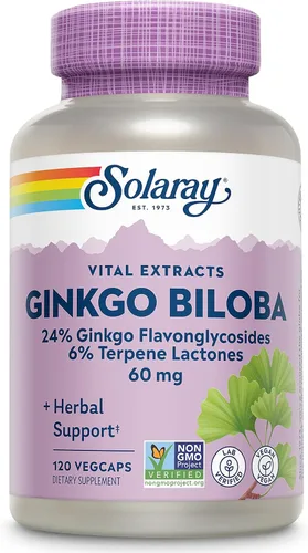 Vista 8 de SOLARAY Extracto de ginkgo biloba, 60 mg 60