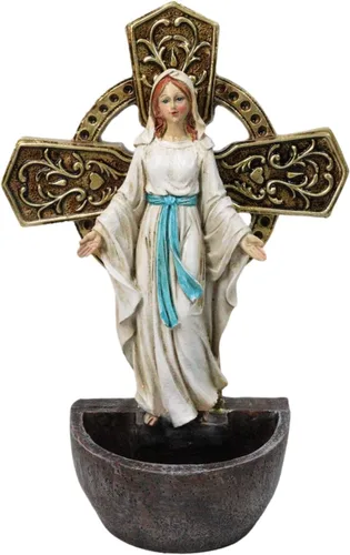 Vista 3 de Ebros Gift Virgen Madre María Virgen Nuestra Señora de Gracia Placa de aparador montado en la pared o escritorio Fuente de agua bendita Iglesia