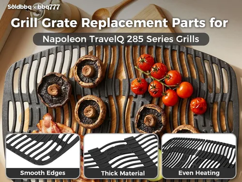 Vista 5 de Rejillas de hierro fundido para parrilla de gas Napoleon All TravelQ 285, para Napoleon Travelq Pro 285 Accesorios Pro285x, PRO285X-BK, PRO285