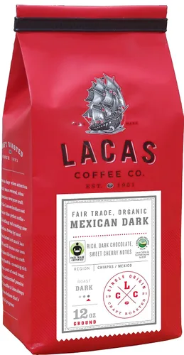 Vista 2 de Lacas Coffee Company Justo Comercio Orgánico Mexicano Oscuro - Chiapas Grano Entero 5 libras.