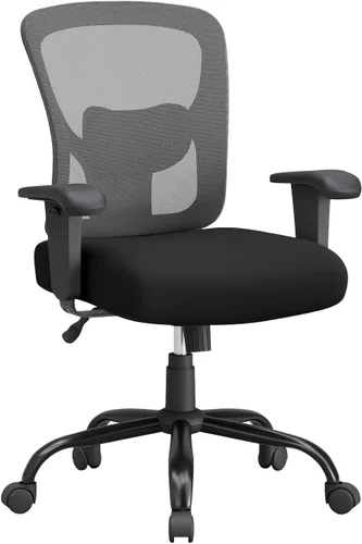 Vista 8 de Silla de oficina grande y alta, asiento ancho de 400 libras, silla de computadora con soporte lumbar, brazos ajustables, silla giratoria de malla