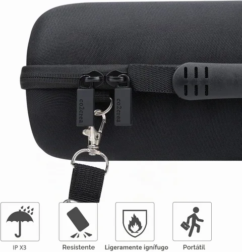 Vista 6 de co2CREA Funda de viaje rígida de repuesto para altavoz Bluetooth impermeable JBL Charge 4 / Charge 5 (funda negra) Protección contra golpes