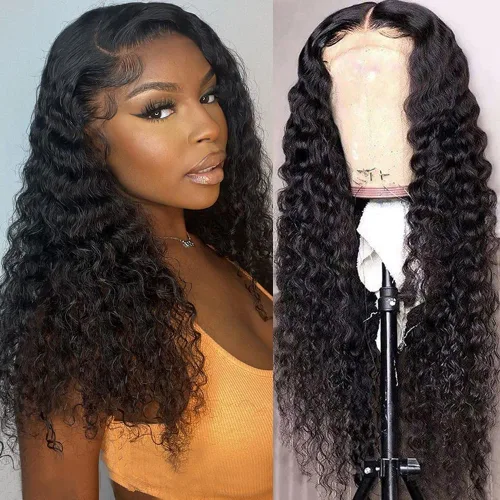 Vista 24 de FIRIEYA - Peluca Bob rizada de pelo humano, 220 densidad, 13x4 encaje frontal HD, pelo humano prearrancado, rizado profundo, sin pegamento, pelucas