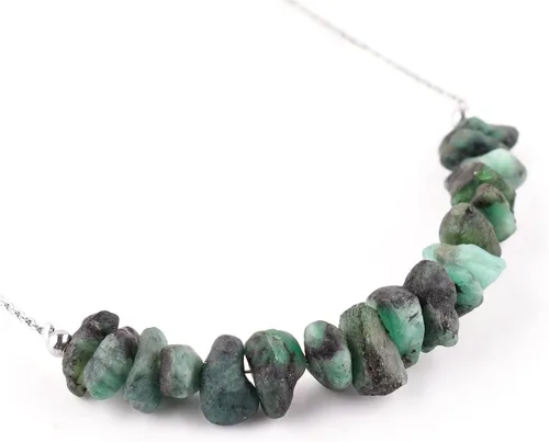 Vista 2 de Regalos para mamá, joyería de esmeralda cruda para mujer, piedra natural, cristales ásperos y piedras curativas, collares de barra delicados