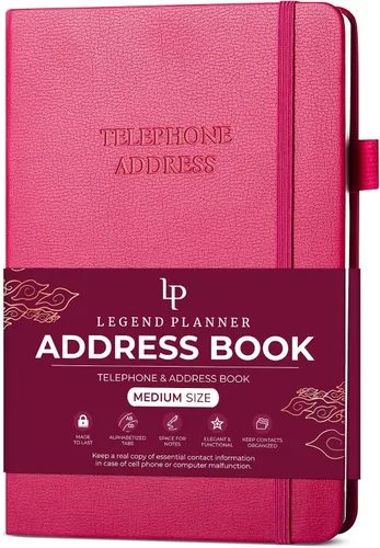 Vista 10 de Libreta de direcciones Legend Planner con pestañas alfabéticas – Libro de contactos telefónicos para números de teléfono, direcciones, contraseñas