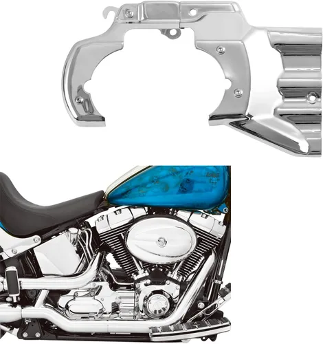 Vista 9 de TCT-MOTORPARTS Cubierta de interfaz de transmisión de motor negra para Harley Softail Deluxe FXST FXSTC 2007-2017