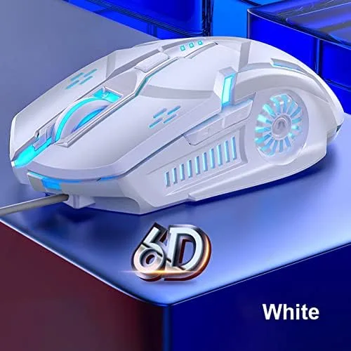 Vista 6 de Mouse para juegos con cable, mouse USB para computadora para juegos y uso diario, retroiluminación Chroma RGB, 4 DPI ajustables de hasta 3200 DPI
