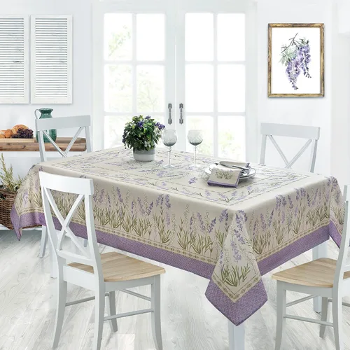 Vista 7 de Home Bargains Plus Provence - Juego de 8 servilletas cuadradas, estampado floral de campo de lilas Blanchard, resistentes a las arrugas y a
