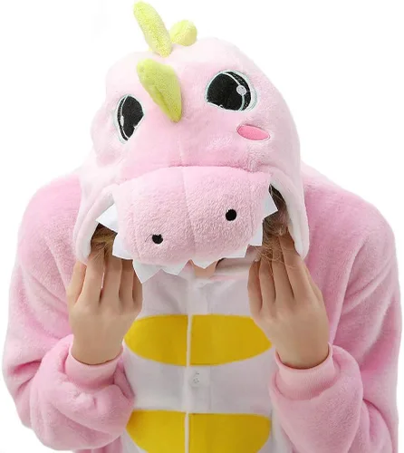 Vista 6 de Afoxsos Pijama de dinosaurio verde para mujer, disfraz de cosplay