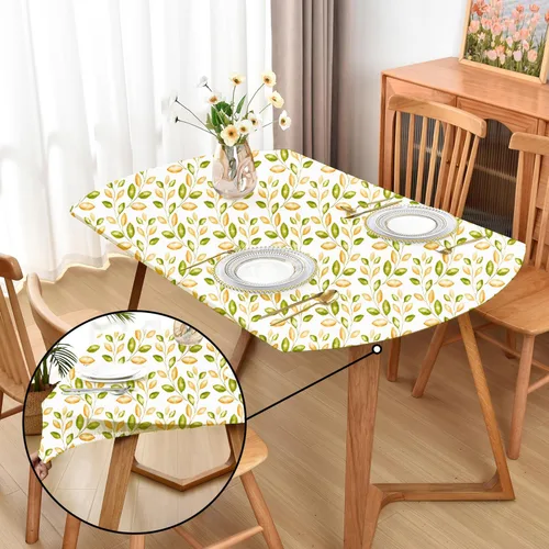 Vista 7 de Mantel ajustado blanco con elástico para mesas plegables de 48x48 pulgadas, manteles lavables y elásticos de elastano para mesas de cartas, manteles