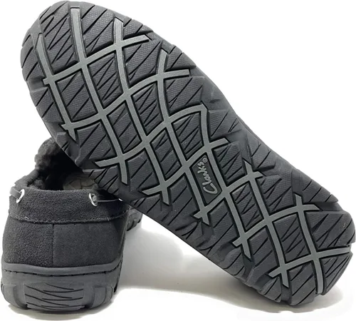 Vista 4 de Clarks Indoor Outdoor Grey House Slipper Suede Leather Sherpa Lined Ankle Bootie