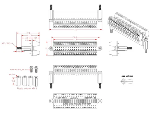 Vista 5 de Módulo de placa de conexiones de bloque de terminales GPIO RPi ultra pequeño, para Raspberry Pi