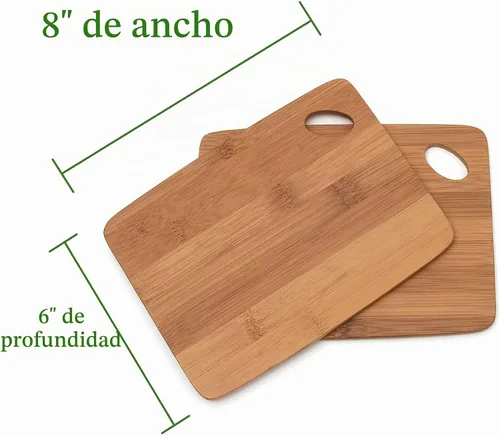 Vista 2 de Lipper International 849 Juego de tablas de cortar delgadas de bambú, dos tablas de 6 por 8 pulgadas