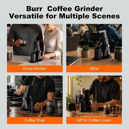Vista 9 de Molinillo de café cónico, molinillo eléctrico de grano de café Negro