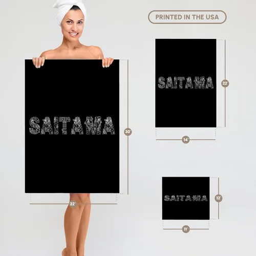 Vista 6 de 3dRose Saitama Decorative Text - White on Black 15x22 Hand Towel