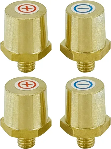 Vista 11 de Ampper Postes de carga de terminal de batería de latón macho de rosca M8, adaptador de poste de batería M8 (+/-) para extensión, paquete de 2 M8