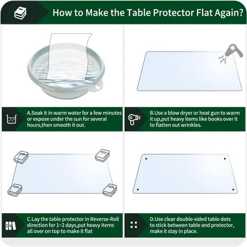 Vista 7 de Almohadillas de PVC transparente para mesa de centro de comedor, cubierta de plástico de cristal, cubierta de mesa de conferencias, cubierta