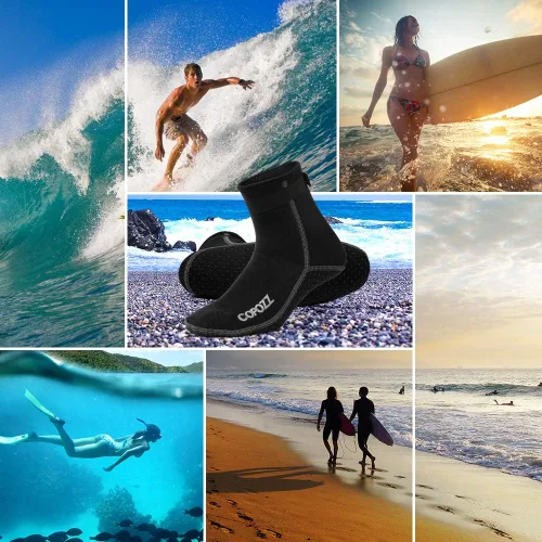 Vista 6 de COPOZZ Calcetines de buceo de neopreno de 0.118 pulgadas (0.118 in), antideslizantes para esnórquel natación, jóvenes, hombres y mujeres