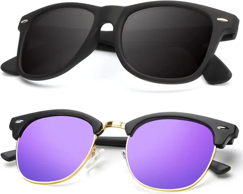Vista 13 de KALIYADI Gafas de sol polarizadas para hombres y mujeres, marco semi sin montura, para conducir con bloqueo UV A01-(1 Pack) Tortuga Mate G15