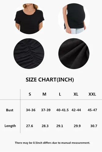 Vista 9 de Smallshow - Camiseta de maternidad para mujer, lados fruncidos, tipo túnica, prendas para el embarazo Verde militar-negro-gris profundo