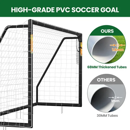 Vista 5 de NAIZEA Portería de fútbol – Portería de fútbol de 12 x 6/10 x 6/8 x 6/6 x 4 pies para patio trasero, portería de fútbol portátil y resistente a