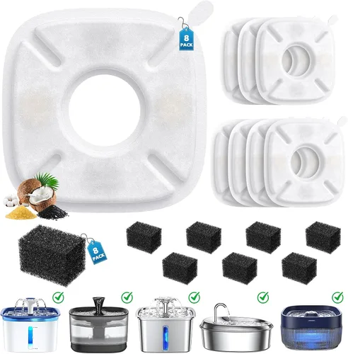 Vista 11 de Paquete de 32 filtros de fuente para mascotas para Veken 95oz/2.8L, 67oz, 85oz, 135oz fuentes de agua para perros y gatos, incluye 16 piezas