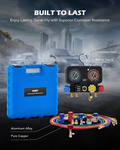 Vista 12 de Orion Motor Tech - Medidores de AC, juego de manómetro de colector de 4 vías para refrigerante R1234yf R134a R404a, juego de medidores automotrices