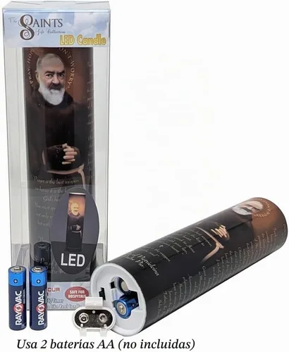 Vista 5 de St Padre Pio, vela LED sin llama de oración devocional