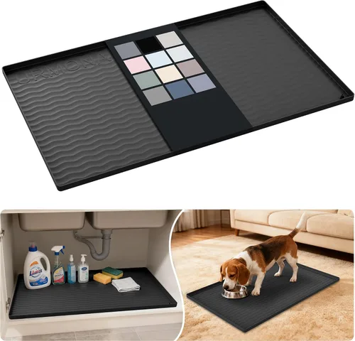 Vista 58 de URMONA - Tapete de silicona impermeable para debajo del fregadero, 16 x 10 Beige